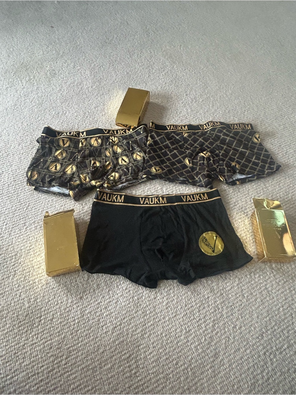 Men's Black & Gold Fashion Boxer Briefs - 3 Pack